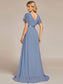 Double V-Neck Ruffles Chiffon Bridesmaid Dress