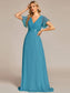 Double V-Neck Ruffles Chiffon Bridesmaid Dress