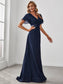 Double V-Neck Ruffles Chiffon Bridesmaid Dress