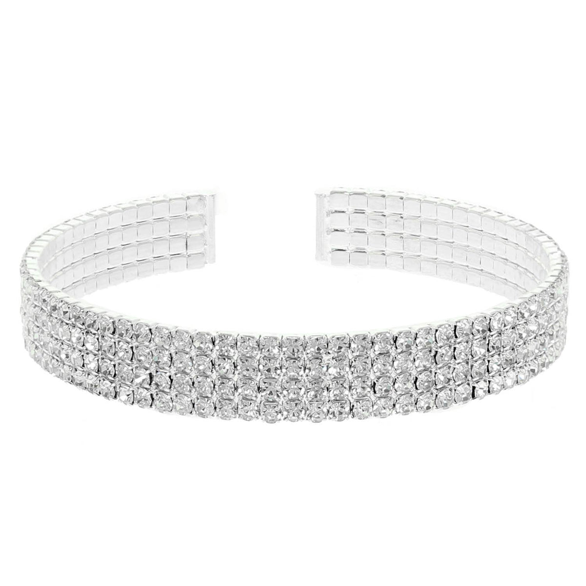 Multi-Line Crystal Rhinestone Pave Cuff Bracelet