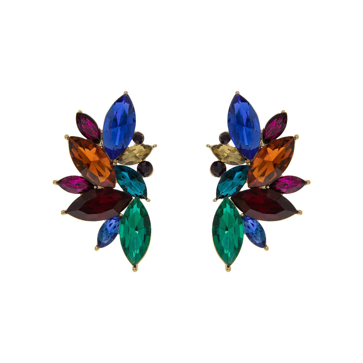 Gemstone Cluster Evening Post Earrings
