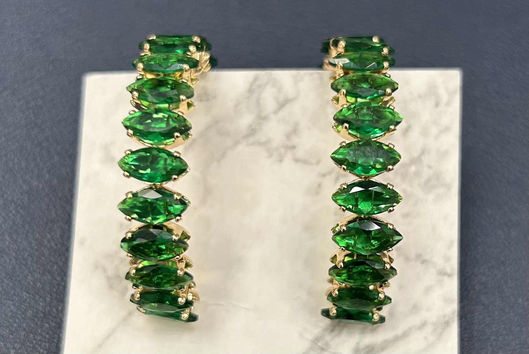 Emerald Crystal Hoops