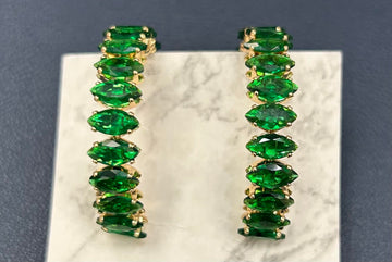 Emerald Crystal Hoops