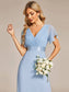 Double V-Neck Ruffles Chiffon Bridesmaid Dress
