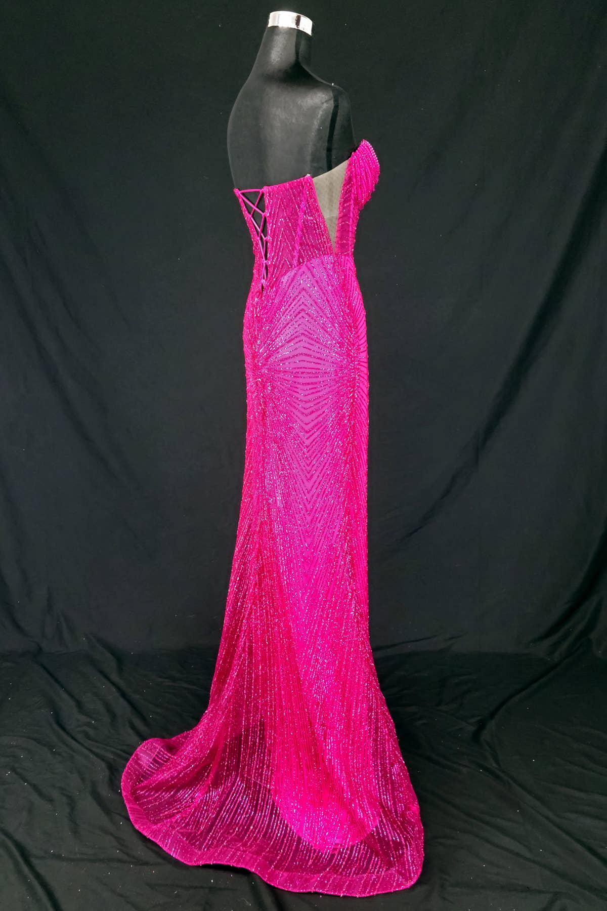 Long sparkling mermaid dress with hanging jewels CF001