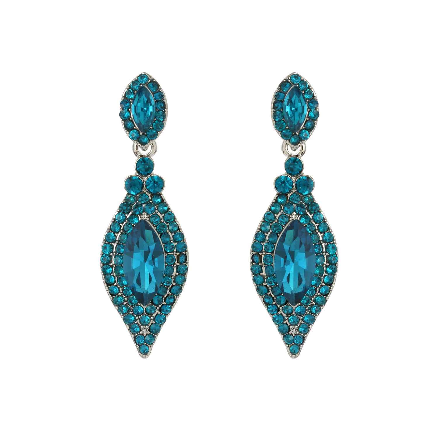 Dangly Leaf with Oval Gem Stone Earrings