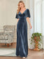 Elegant Double V Neck Velvet Wholesale Party Dress