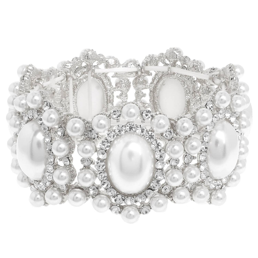 Baroque Crystal Gemstone Cluster Stretch Bracelet