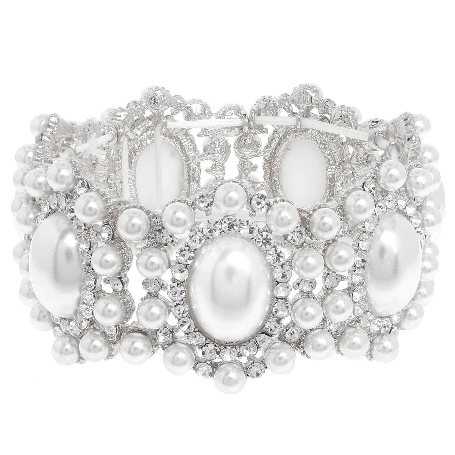 Baroque Crystal Gemstone Cluster Stretch Bracelet