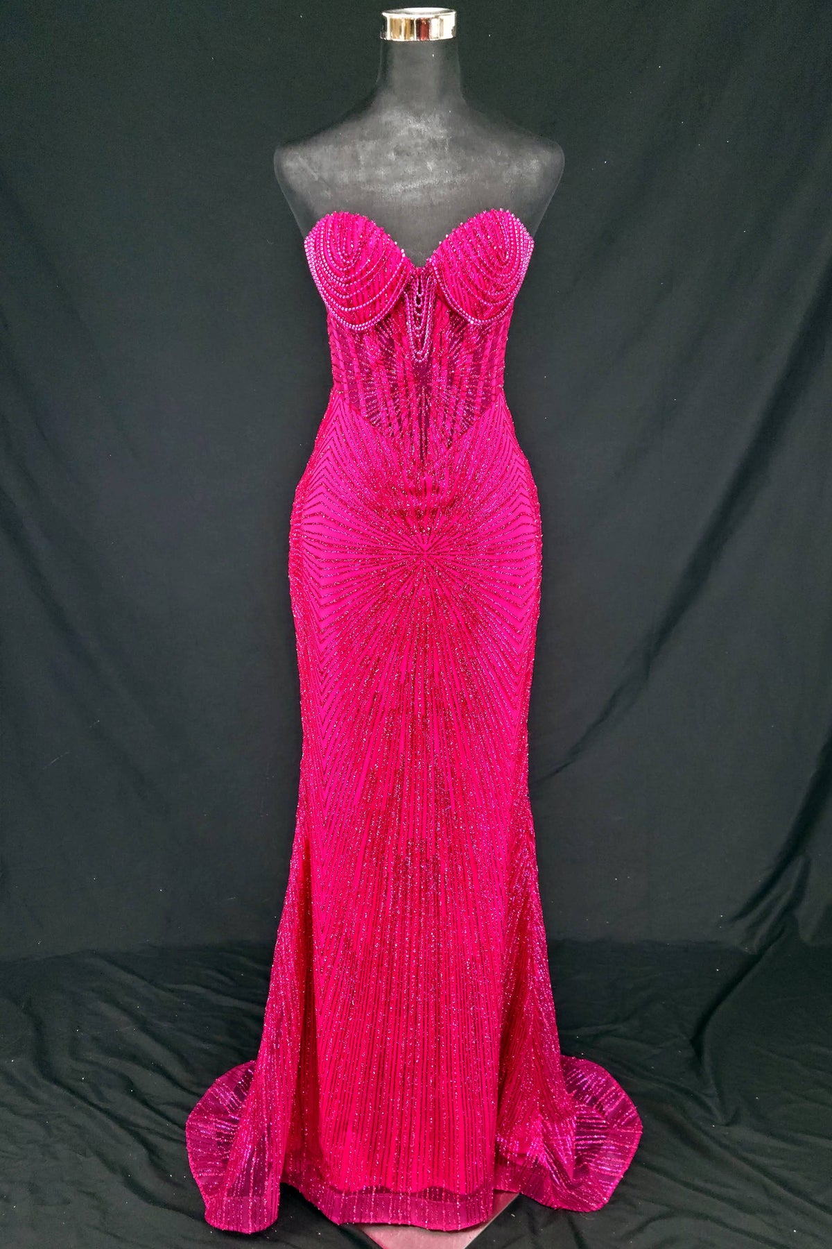 Long sparkling mermaid dress with hanging jewels CF001
