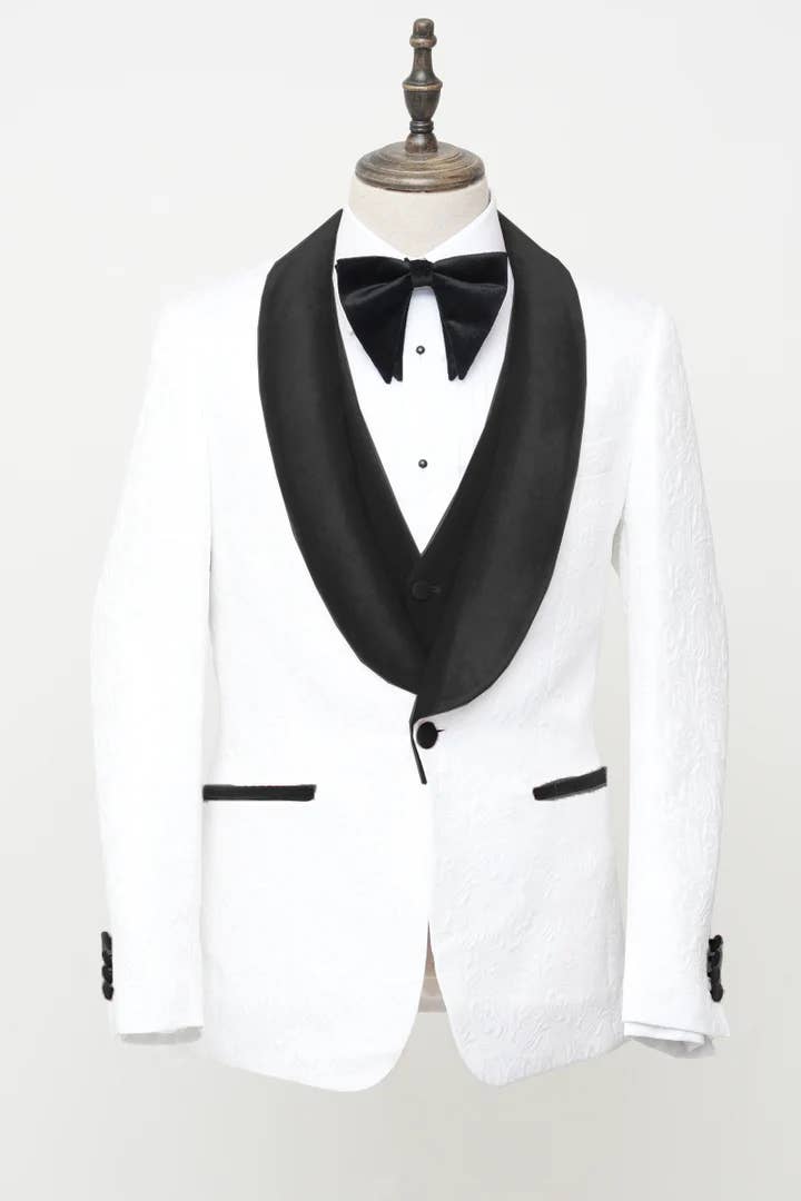 Ferrecci - Men's Vested White Paisley Wedding & Prom Tuxedo