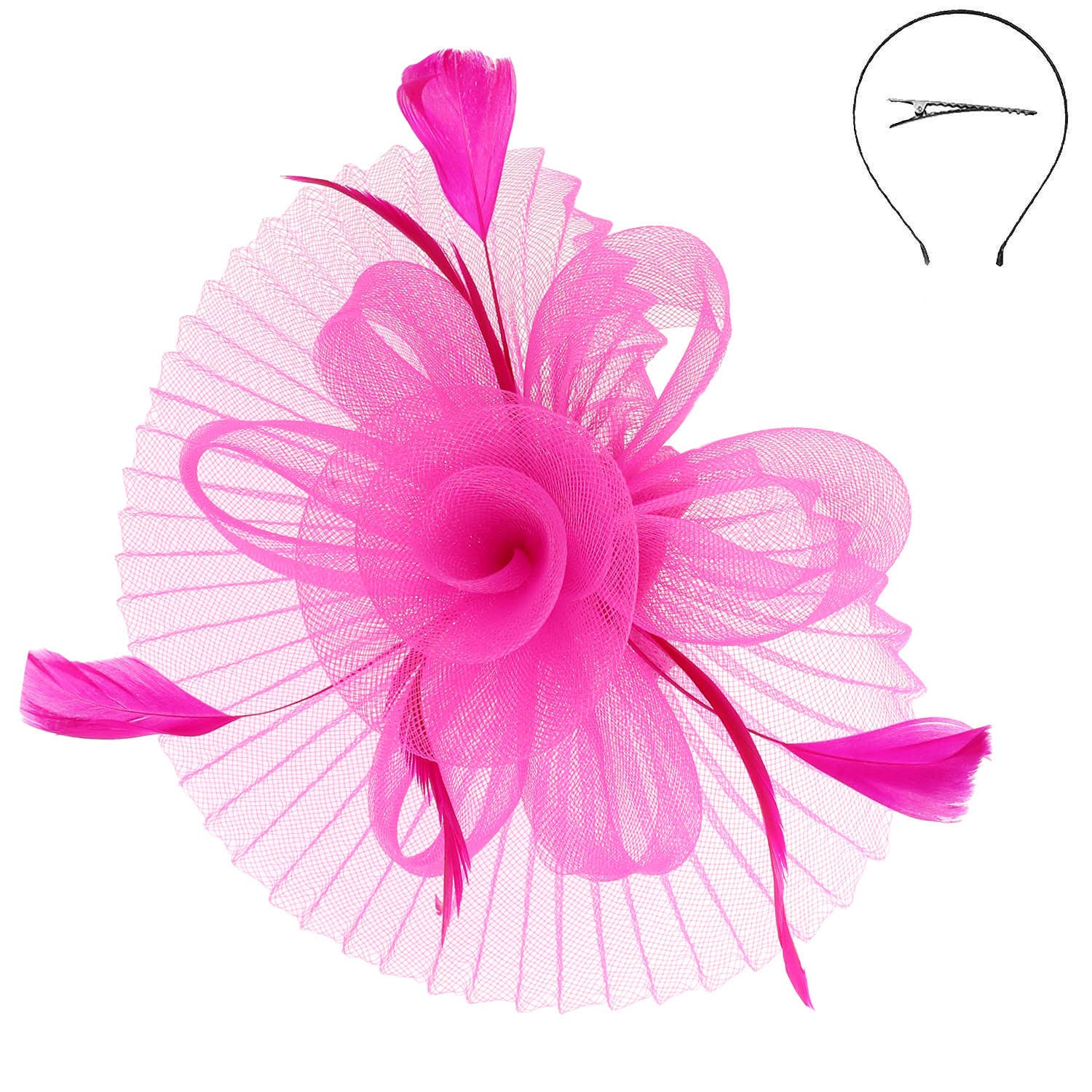 Floral Feathered Sinamay Mesh Fascinator