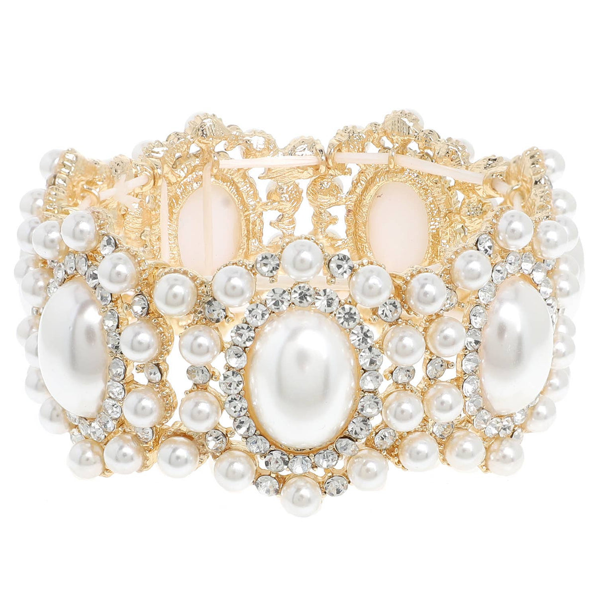 Baroque Crystal Gemstone Cluster Stretch Bracelet