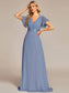 Double V-Neck Ruffles Chiffon Bridesmaid Dress