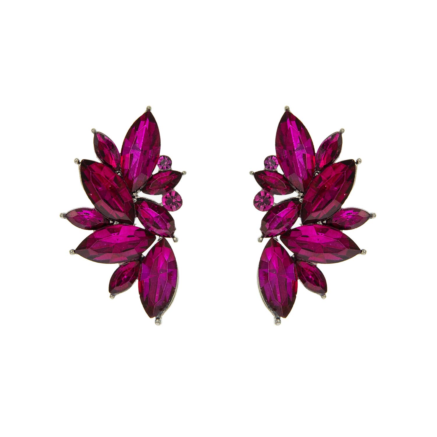 Gemstone Cluster Evening Post Earrings