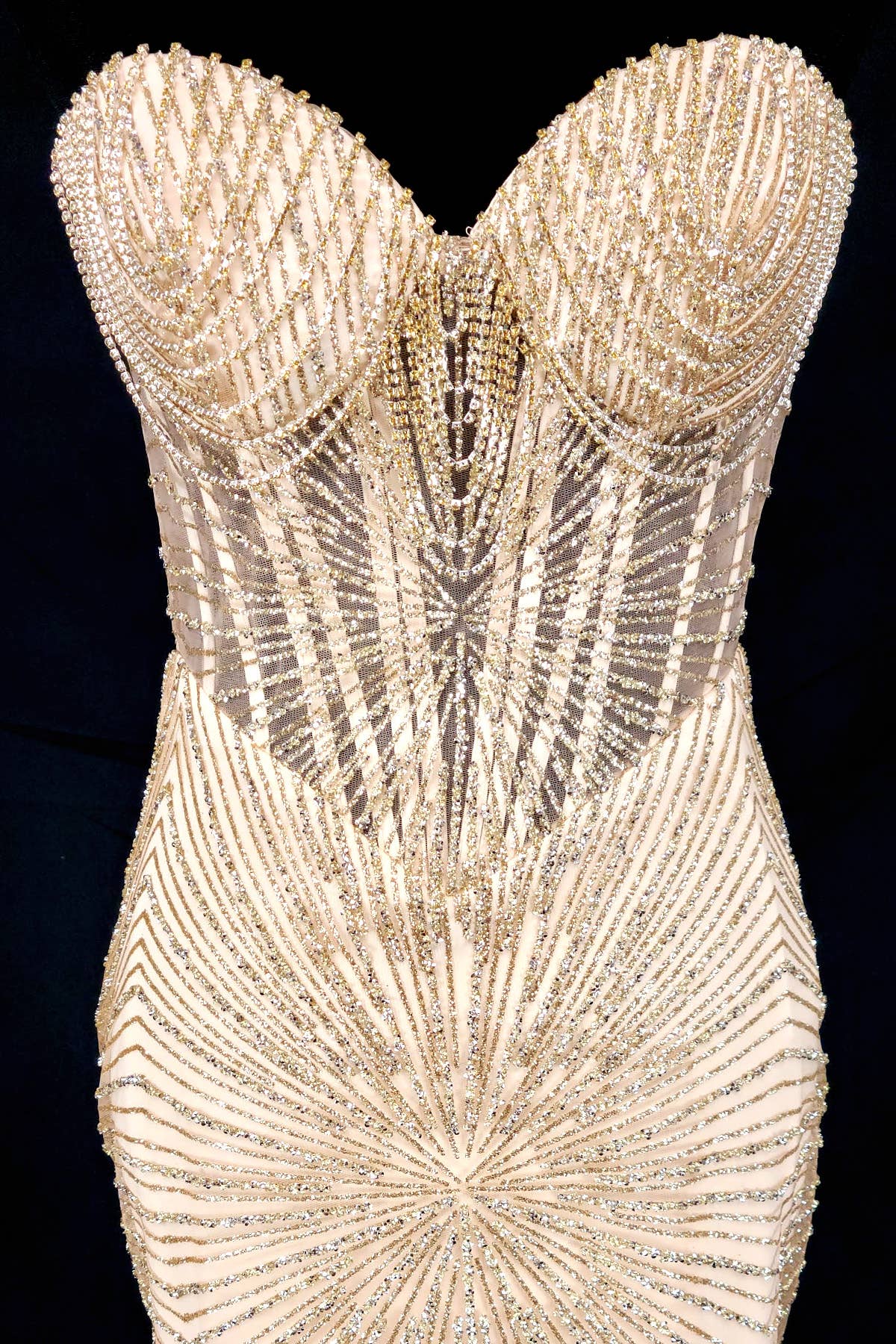 Long sparkling mermaid dress with hanging jewels CF001
