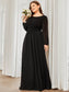 Plus Size Long Lantern Sleeves Round Neck Bridesmaid Dress