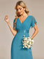 Double V-Neck Ruffles Chiffon Bridesmaid Dress