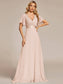 Double V-Neck Ruffles Chiffon Bridesmaid Dress