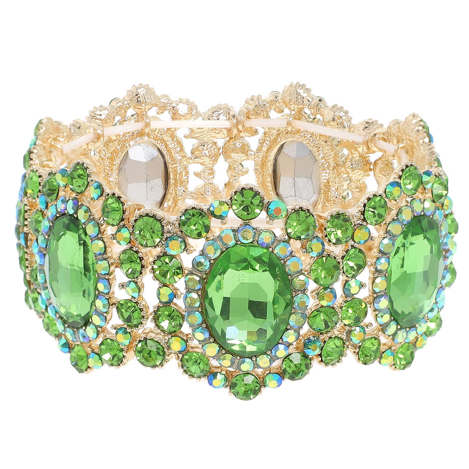 Baroque Crystal Gemstone Cluster Stretch Bracelet