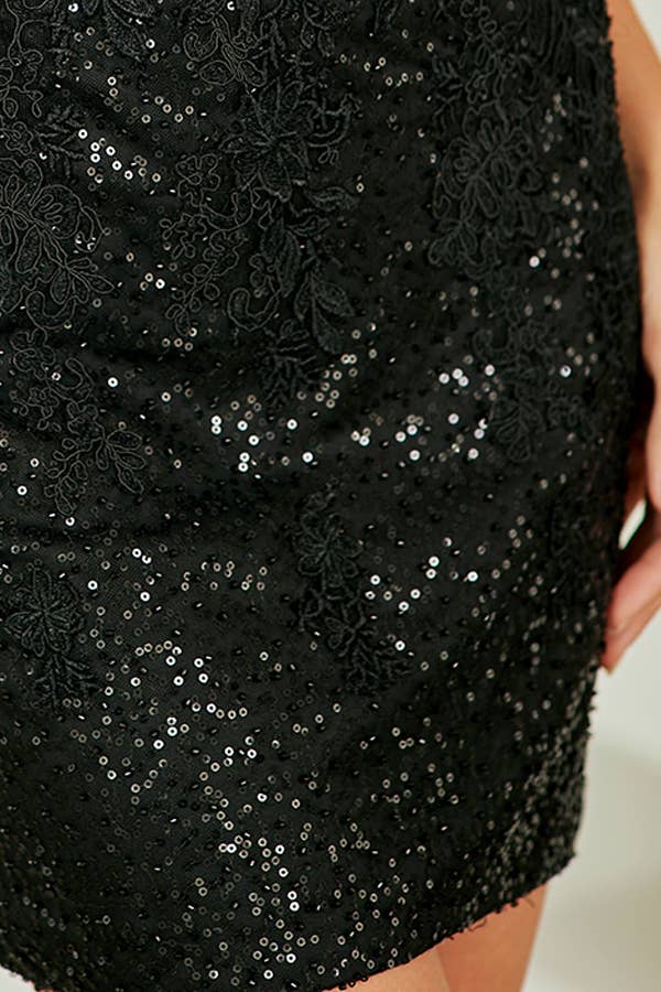 Sleeveless Lace Shoulder Straps Lace Mini Dress