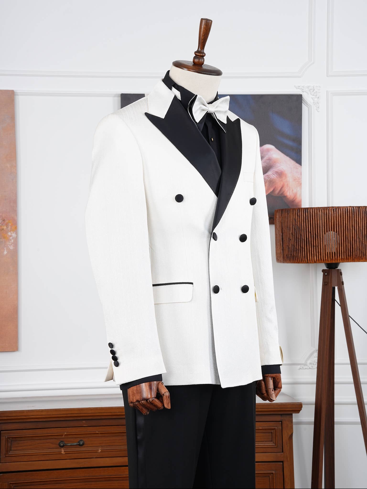 The Monaco Luxury Limited Edition Ivory black Velvet Tuxedo