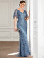 Gorgeous Leaf-Sequined Evening Dress