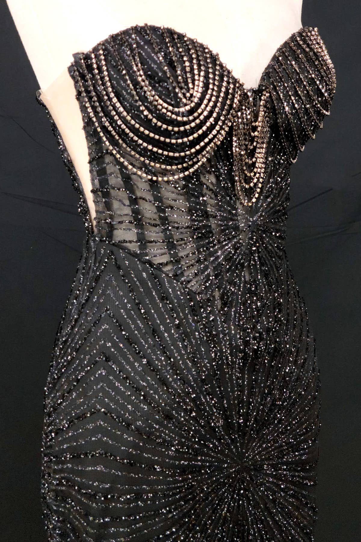 Long sparkling mermaid dress with hanging jewels CF001