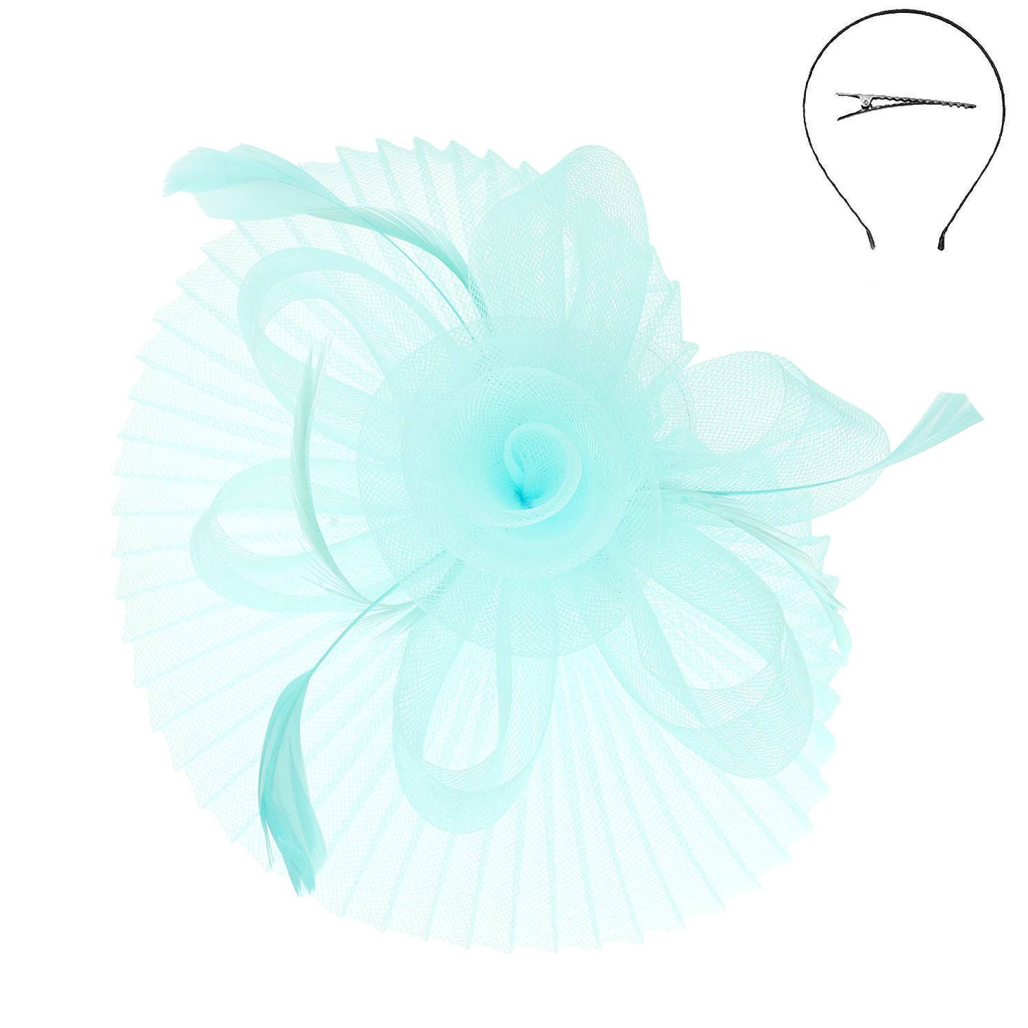 Floral Feathered Sinamay Mesh Fascinator