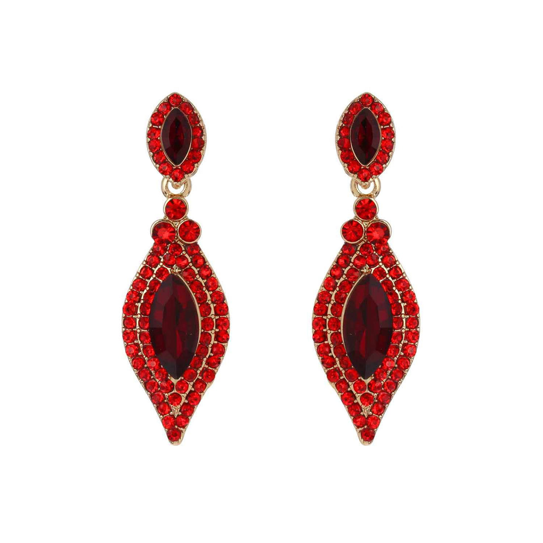 Dangly Leaf with Oval Gem Stone Earrings