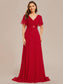 Double V-Neck Ruffles Chiffon Bridesmaid Dress