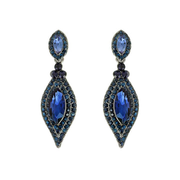 Dangly Leaf with Oval Gem Stone Earrings