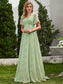 Double V-Neck Ruffles Chiffon Bridesmaid Dress