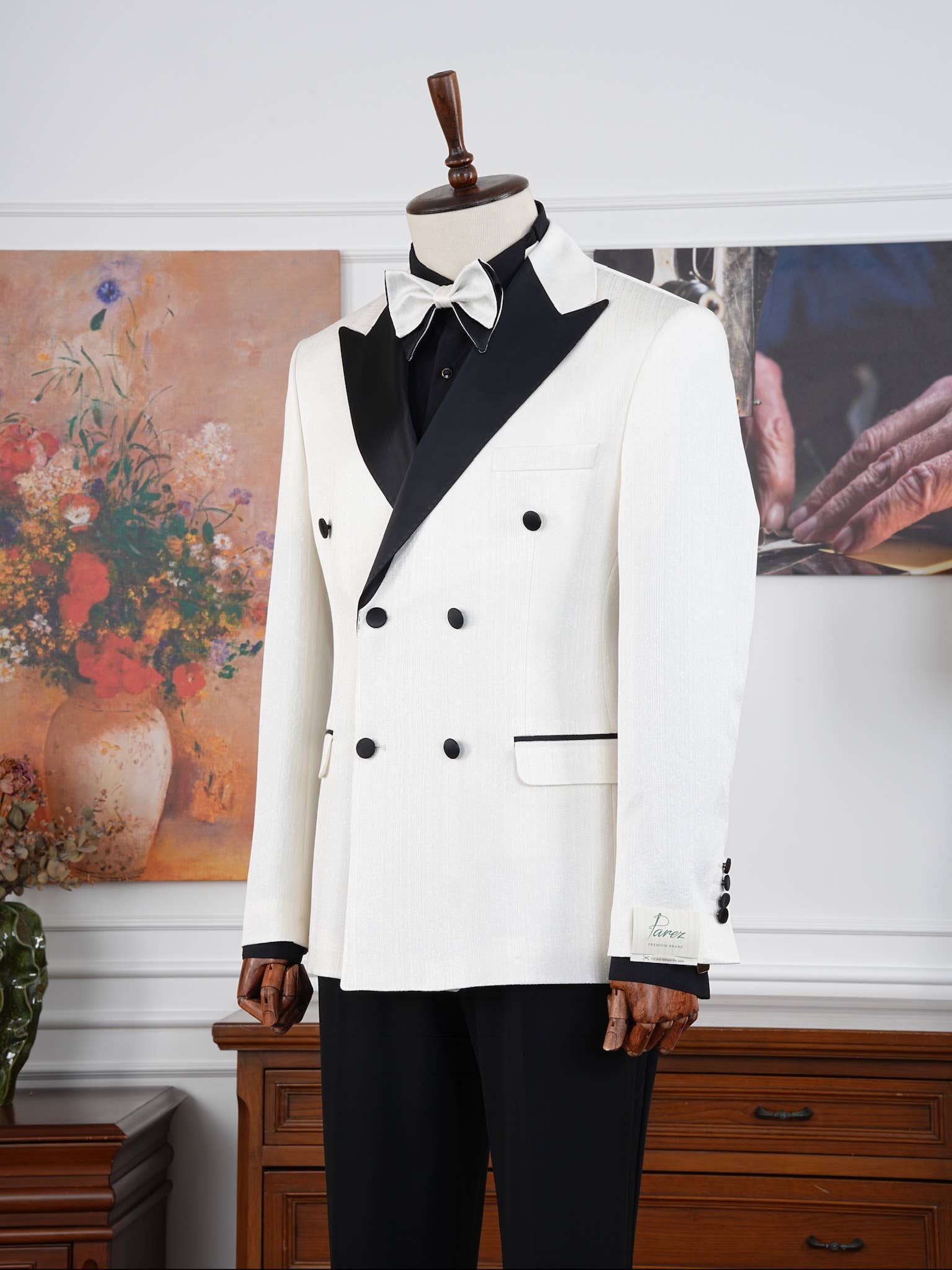 The Monaco Luxury Limited Edition Ivory black Velvet Tuxedo