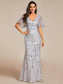 Gorgeous Leaf-Sequined Evening Dress