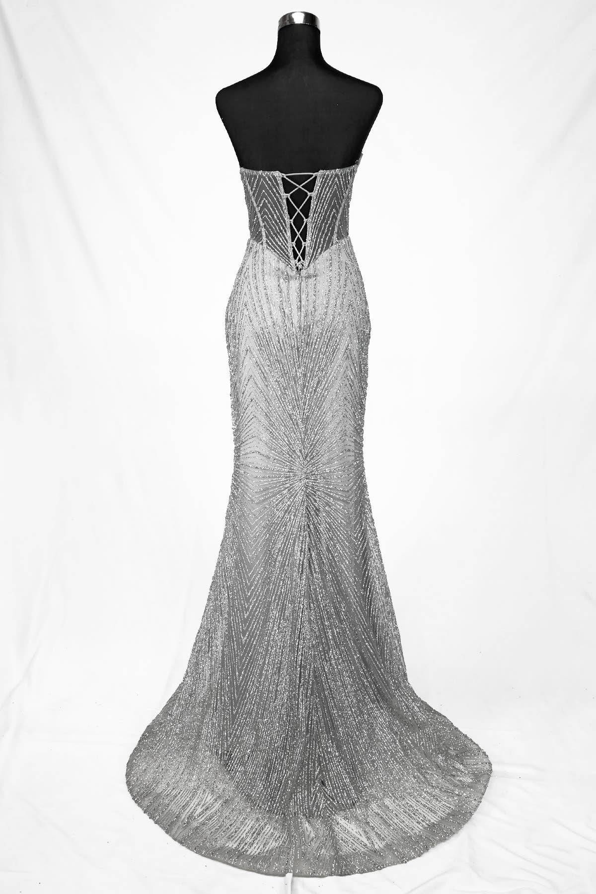 Long sparkling mermaid dress with hanging jewels CF001