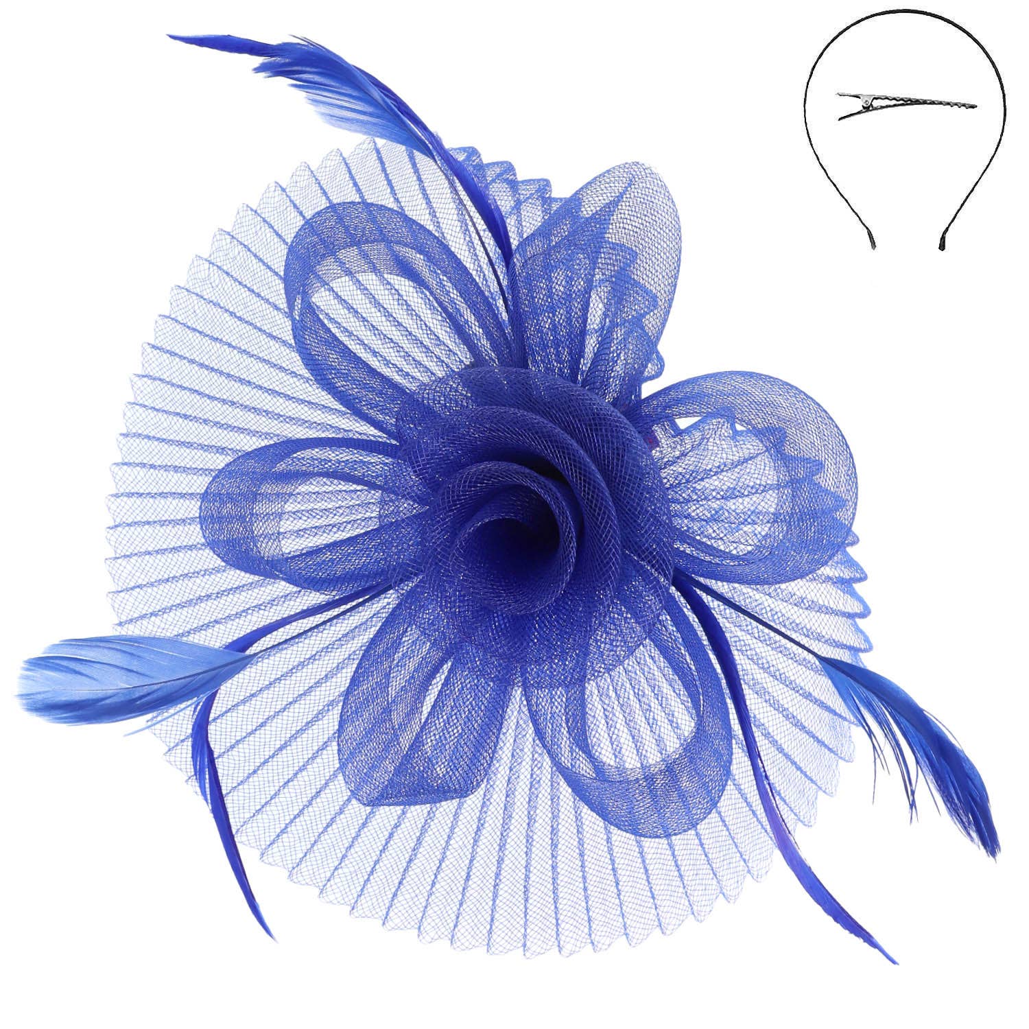 Floral Feathered Sinamay Mesh Fascinator