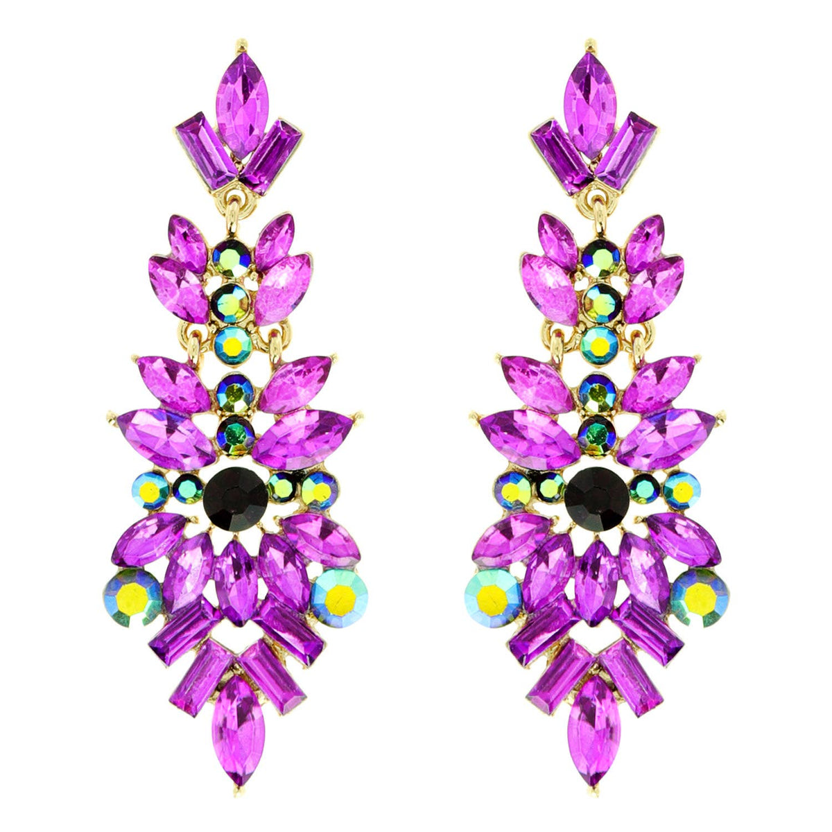 Gemstone Cluster Chandelier Earrings
