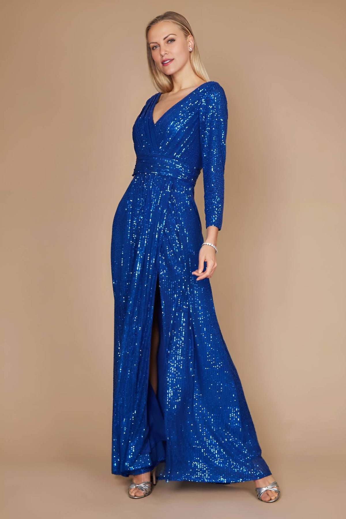 Long Sleeve Sequin Formal Dress