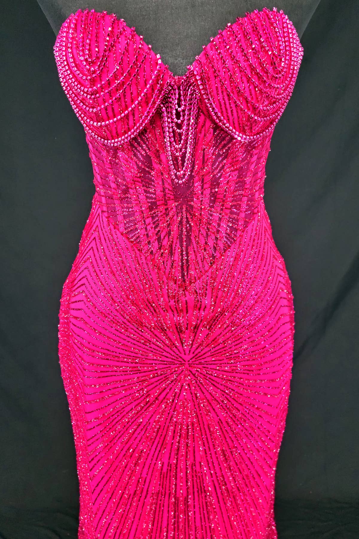 Long sparkling mermaid dress with hanging jewels CF001