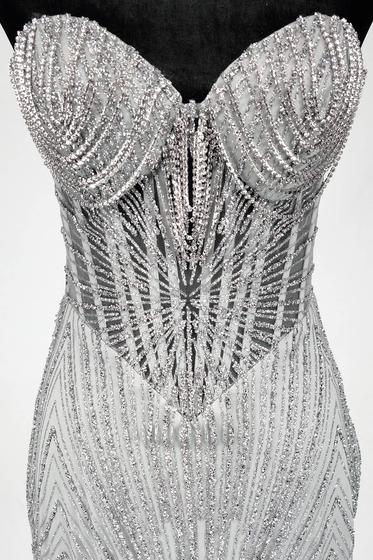 Long sparkling mermaid dress with hanging jewels CF001