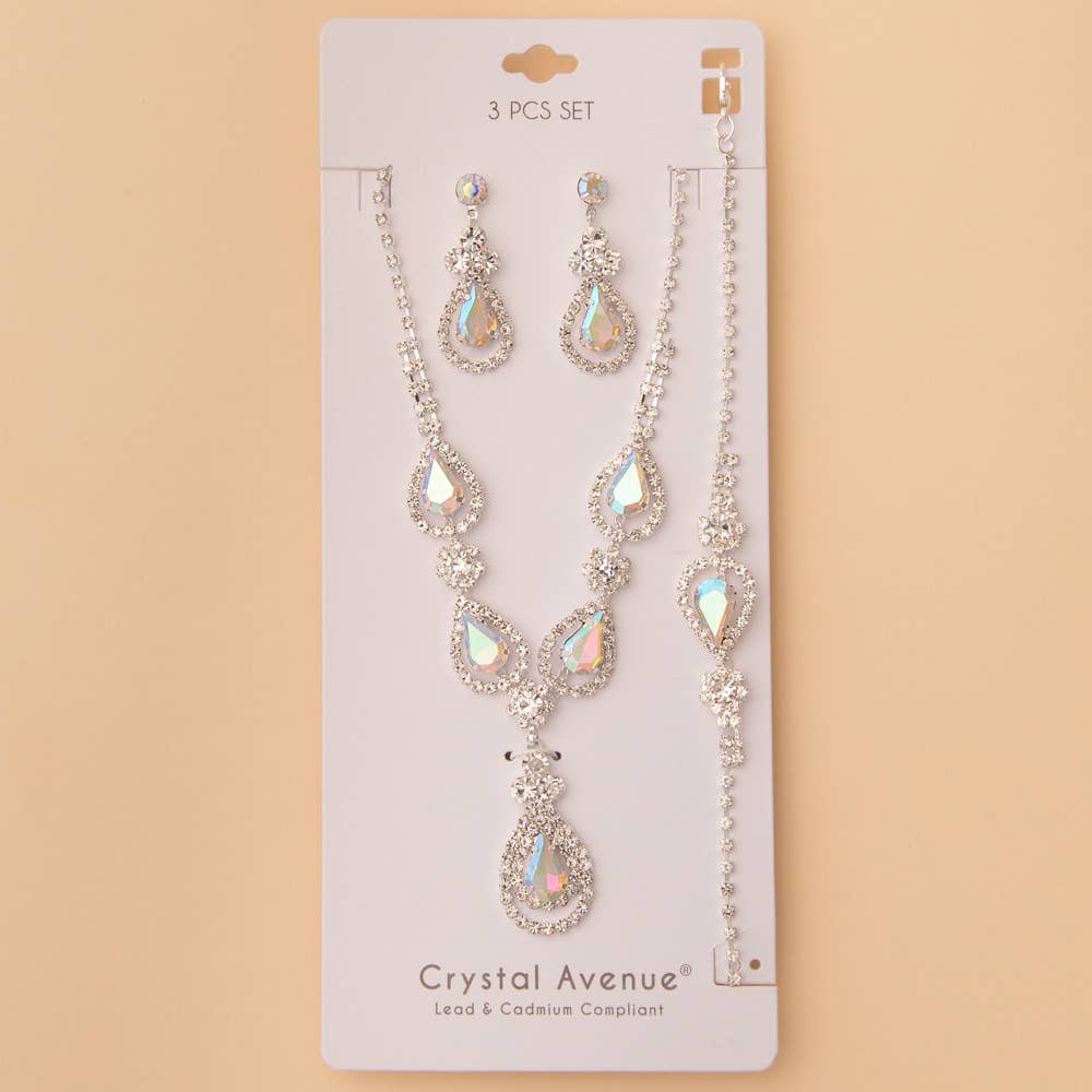 Crystal Embellished Necklace, Earring and Bracelet 3 Pc Set
