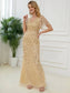 Gorgeous Leaf-Sequined Evening Dress