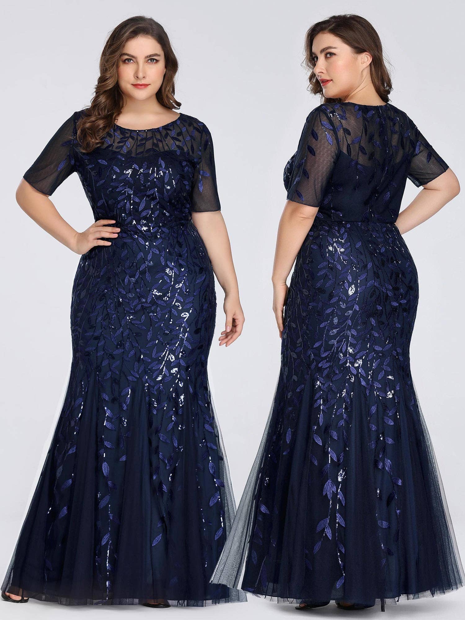 Floral Sequin Print Fishtail Tulle Dresses for Party