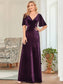 Elegant Double V Neck Velvet Wholesale Party Dress