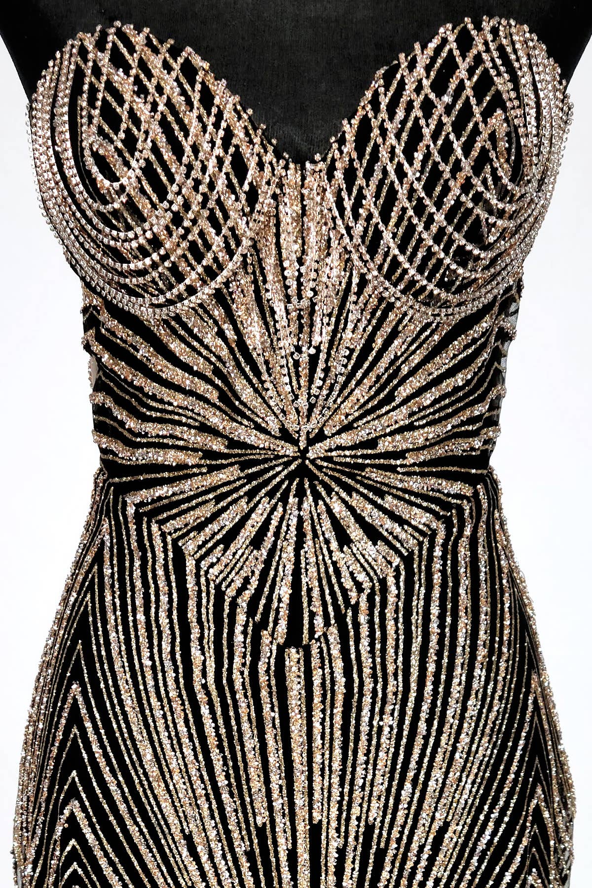 Long sparkling mermaid dress with hanging jewels CF001