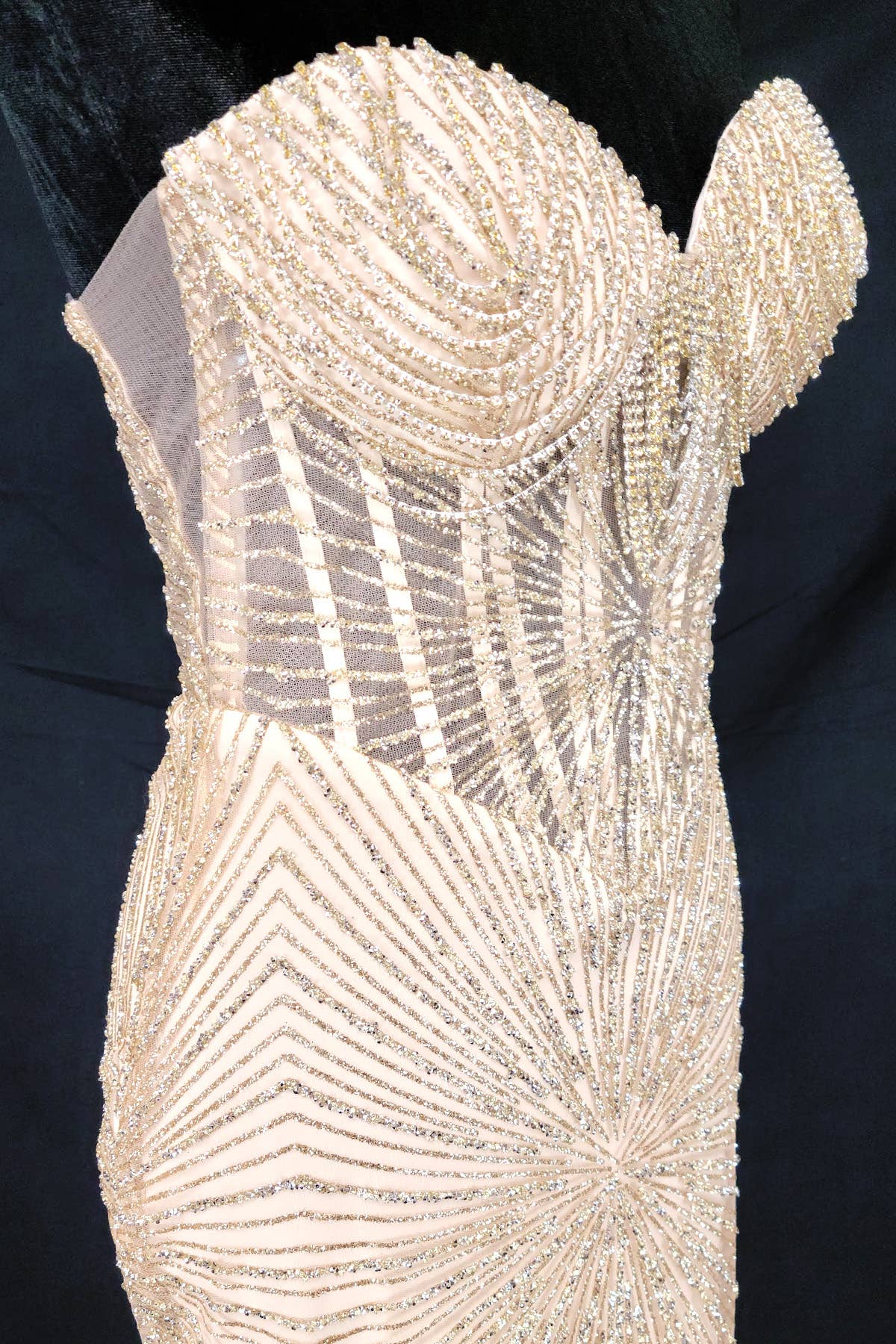Long sparkling mermaid dress with hanging jewels CF001