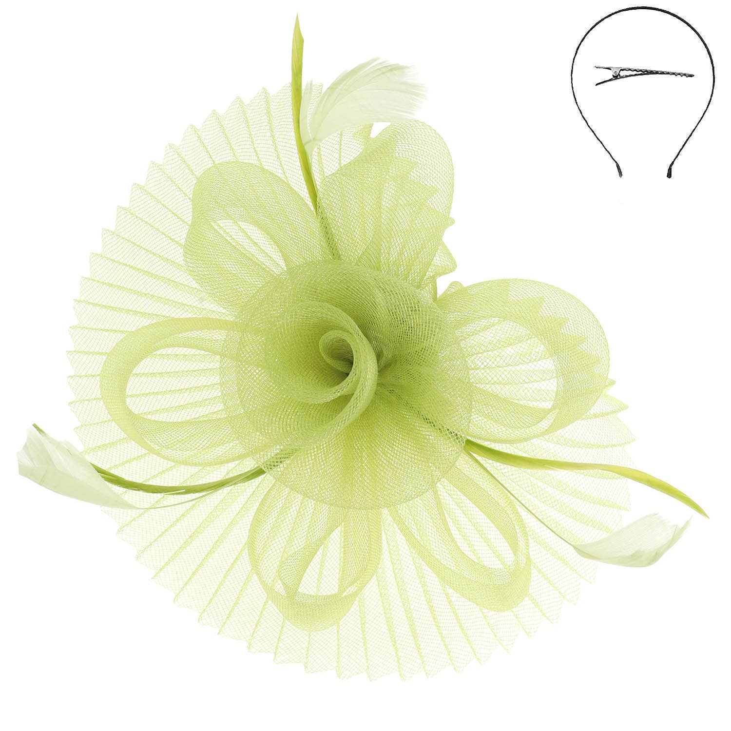 Floral Feathered Sinamay Mesh Fascinator
