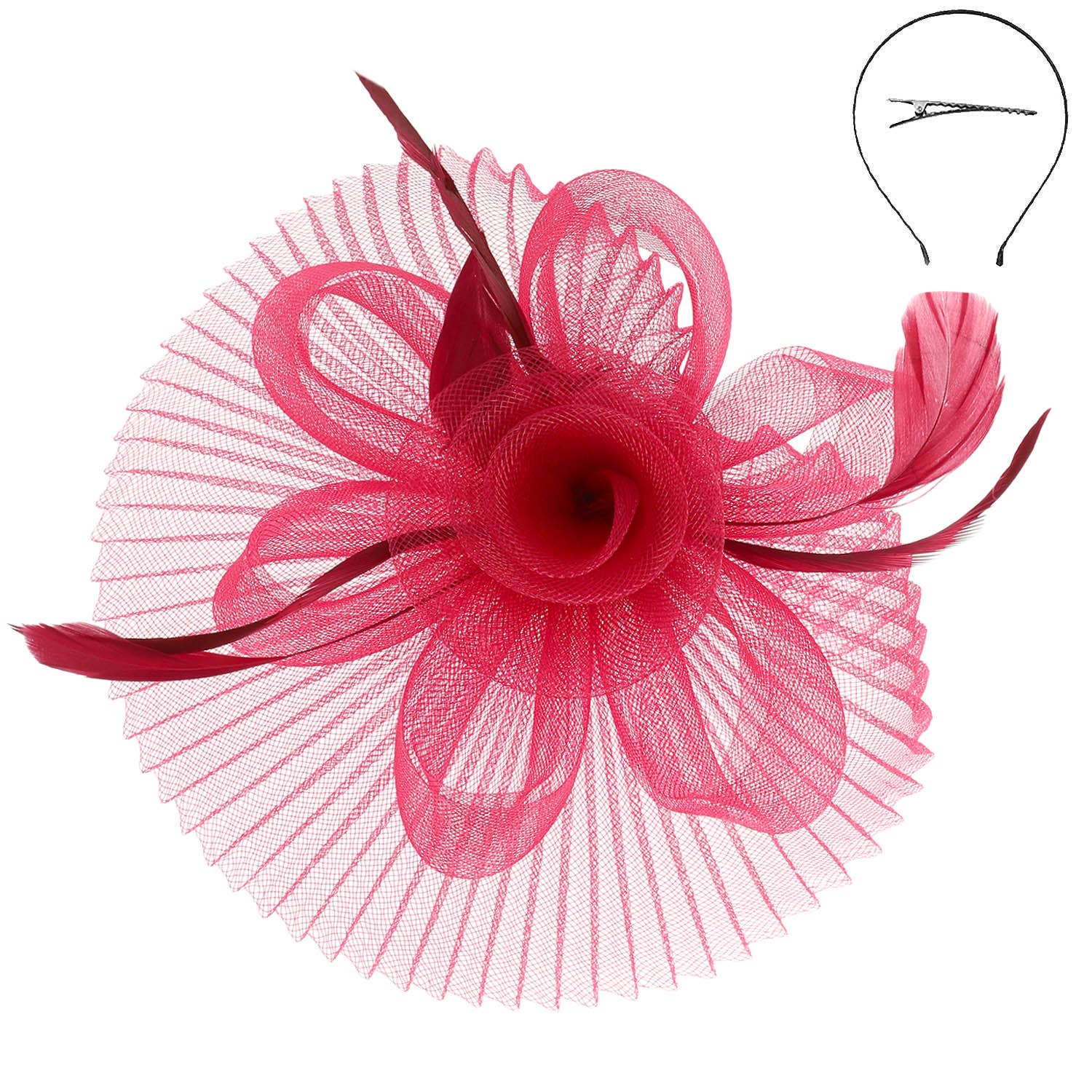 Floral Feathered Sinamay Mesh Fascinator