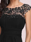 Lacey Neckline Open Back Ruched Bust  Chiffon Evening Dress
